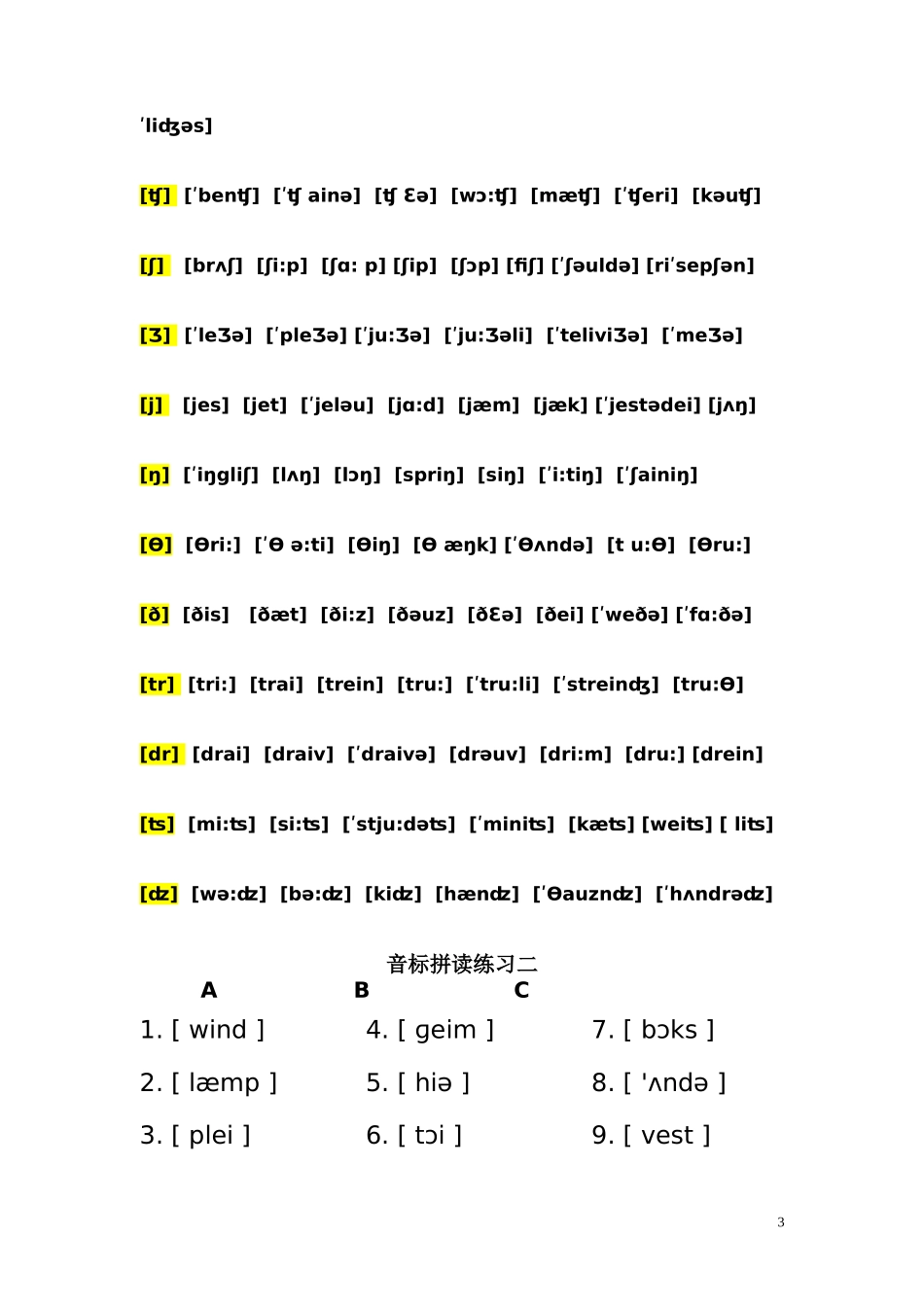 英语国际音标表(2014最新版)_第3页