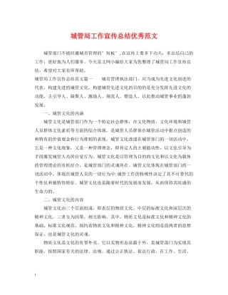 城管局工作宣传总结优秀范文