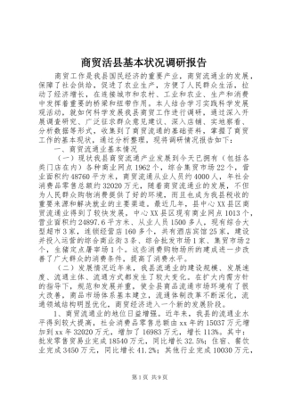 商贸活县基本状况调研报告