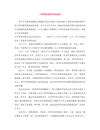 小学学校圣诞节活动总结 