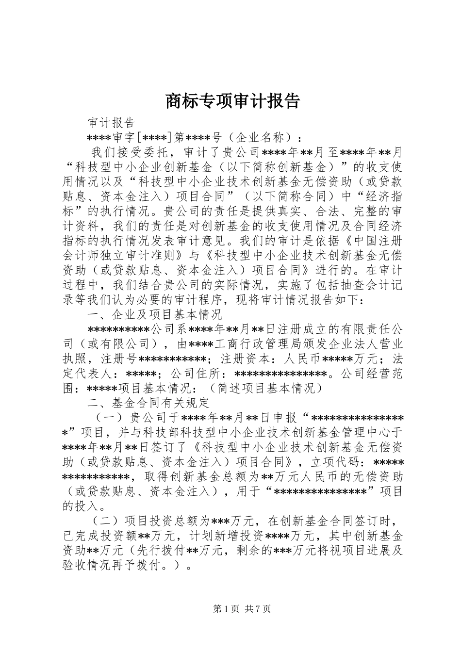 商标专项审计报告_第1页