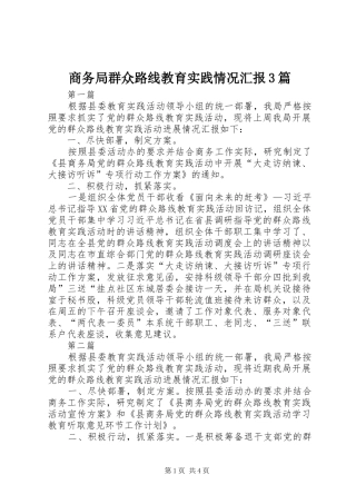 商务局群众路线教育实践情况汇报3篇