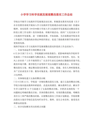 小学学习科学实践发展观整改落实工作总结 