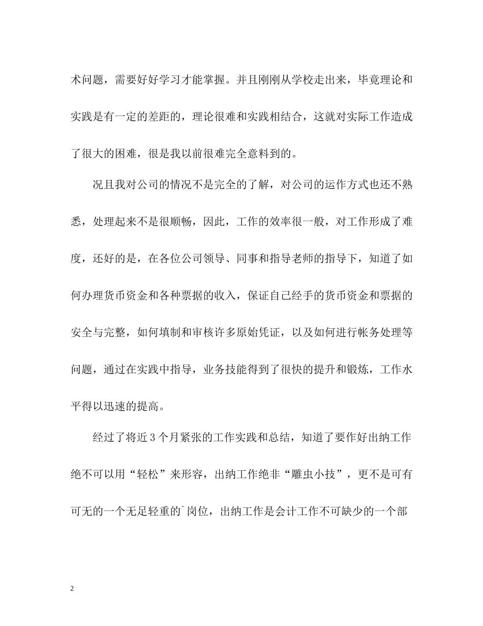 财务出纳员工工作总结_第2页