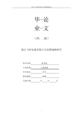 浙江飞科电器有限公司品牌战略研究[毕业作品] 