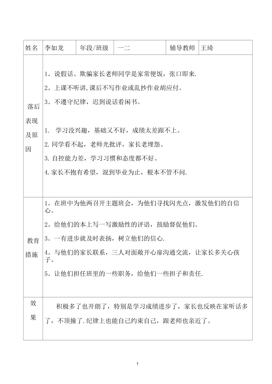 英语学困生转化情况记录表吧好_第1页