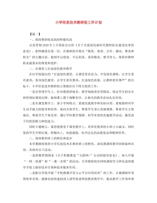 小学信息技术教研组工作计划 