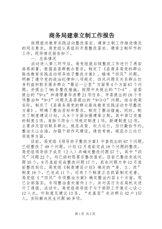 商务局建章立制工作报告