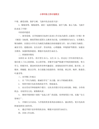 小学中队工作计划范文 