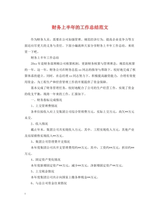 财务上半年的工作总结范文