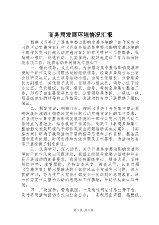 商务局发展环境情况汇报