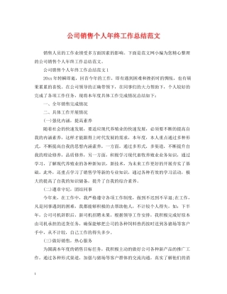 公司销售个人年终工作总结范文