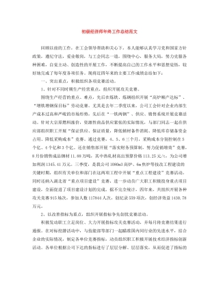 初级经济师年终工作总结范文2