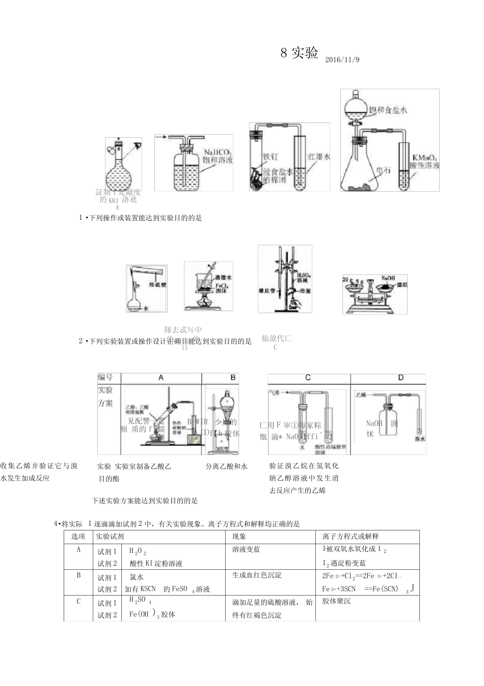 (word完整版)高三化学强化训练8实验_第1页