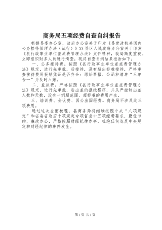商务局五项经费自查自纠报告