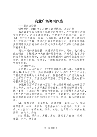 商业广场调研报告