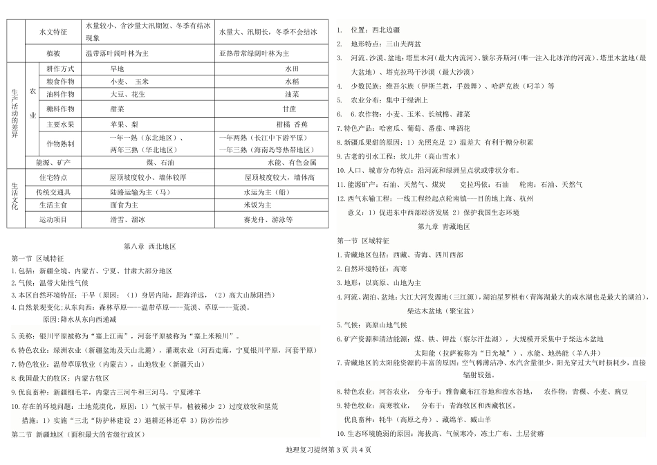星球版地理八年级下册复习提纲(2014年使用教材)_第3页