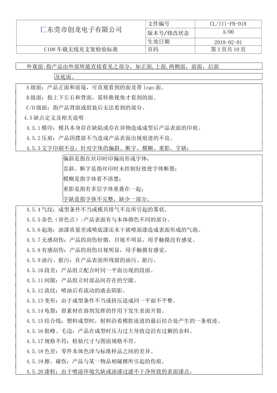 C108车载无线充支架检验标准_第3页