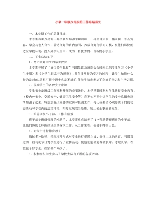 小学一年级少先队的工作总结范文 