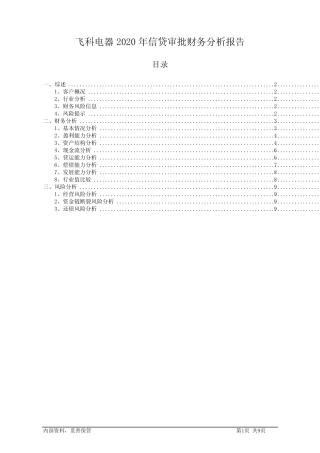 603868飞科电器2020年信贷审批财务分析报告