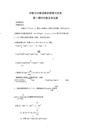 对数及对数函数的图像与性质(学生版)
