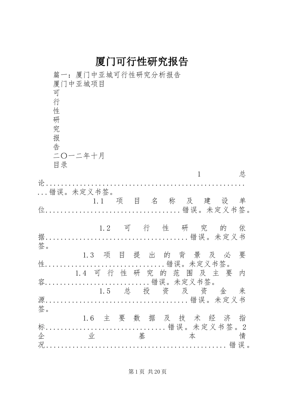 厦门可行性研究报告_第1页
