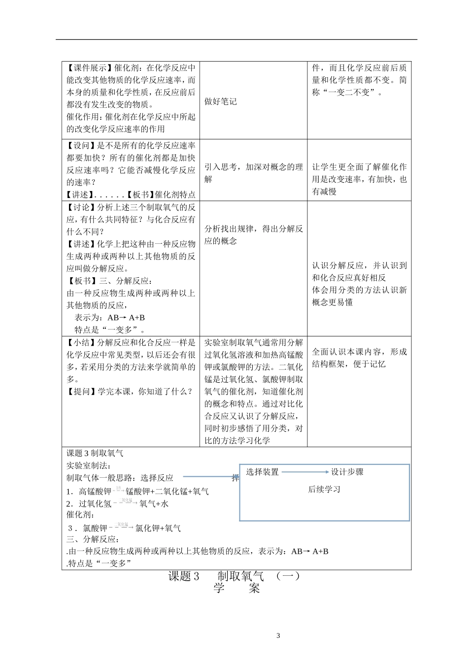 人教版九年级化学第二单元课题3教案--《制取氧气》_第3页