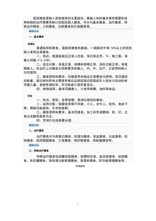医院膳食种类