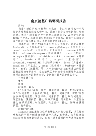 南京德基广场调研报告