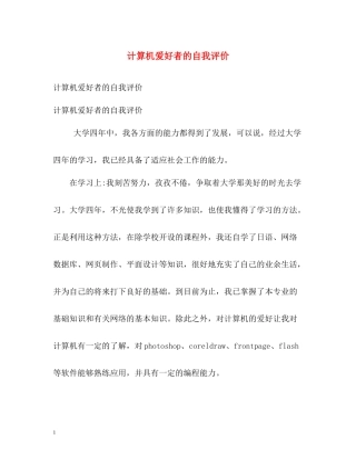计算机爱好者的自我评价