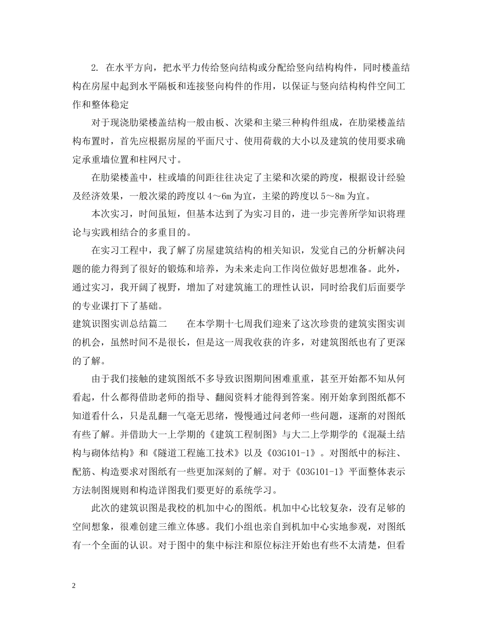 建筑识图实训总结字6篇范文_第2页
