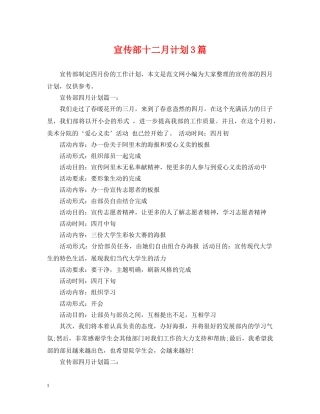 宣传部十二月计划3篇 