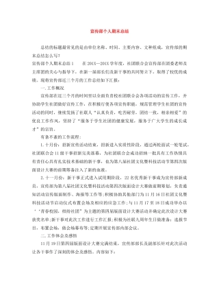 宣传部个人期末总结 
