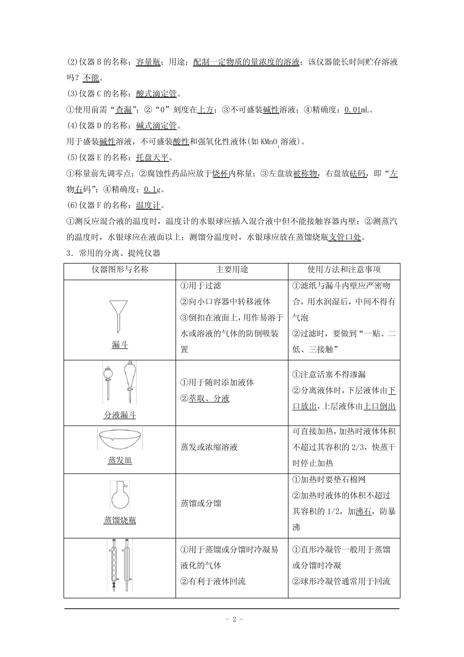 2016年高考化学一轮复习知识梳理 题组训练1.1化学实验基础知识和技能..._第2页