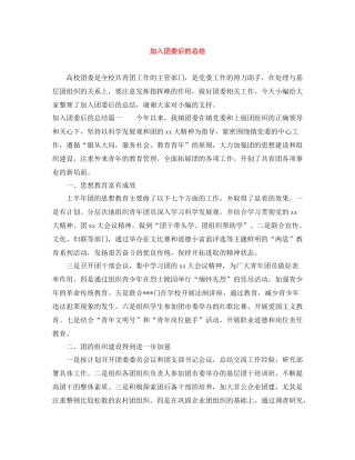 加入团委后的总结