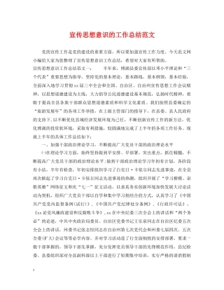 宣传思想意识的工作总结范文 