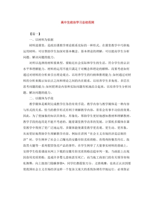 高中生政治学习总结范例