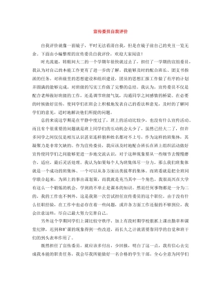 宣传委员自我评价 