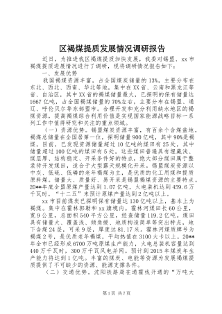 区褐煤提质发展情况调研报告