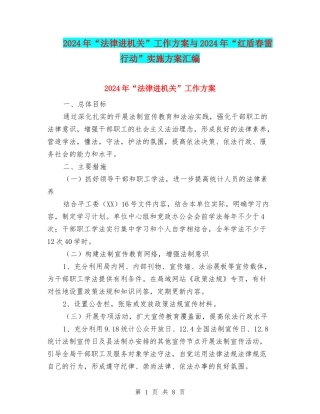 2024年“法律进机关”工作方案与2024年“红盾春雷行动”实施方案汇编