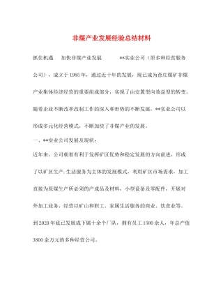 非煤产业发展经验总结材料