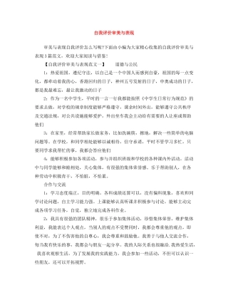 自我评价审美与表现