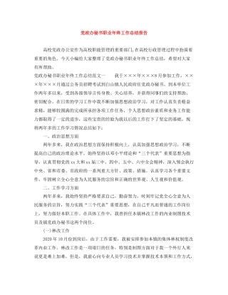 党政办秘书职业年终工作总结报告