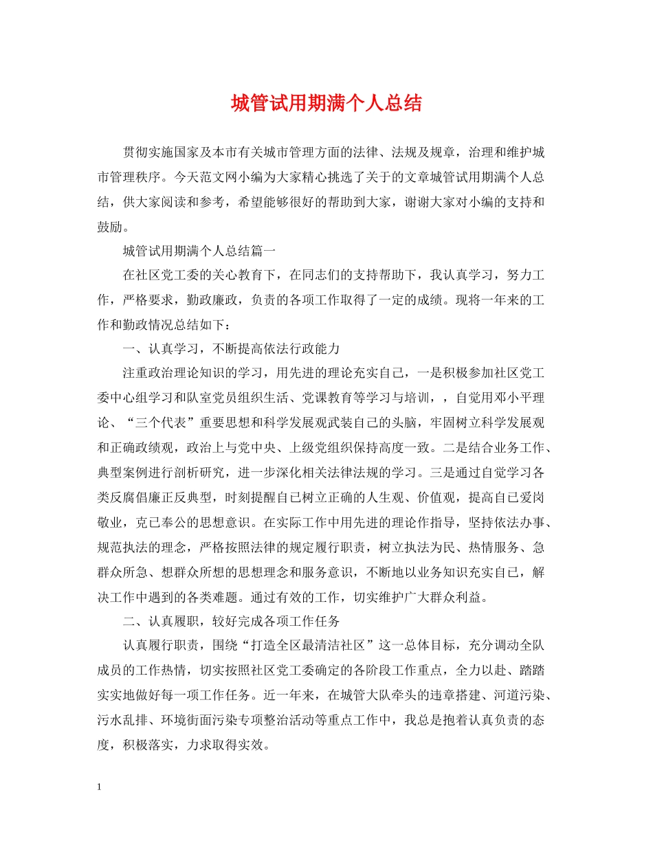 城管试用期满个人总结_第1页