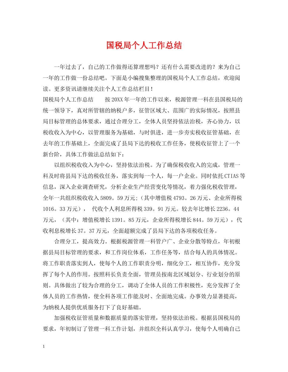 国税局个人工作总结22_第1页