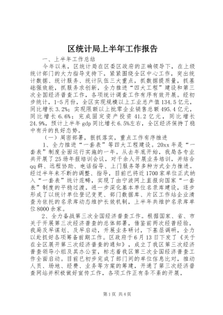 区统计局上半年工作报告