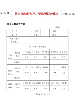 29员工晋升考评表
