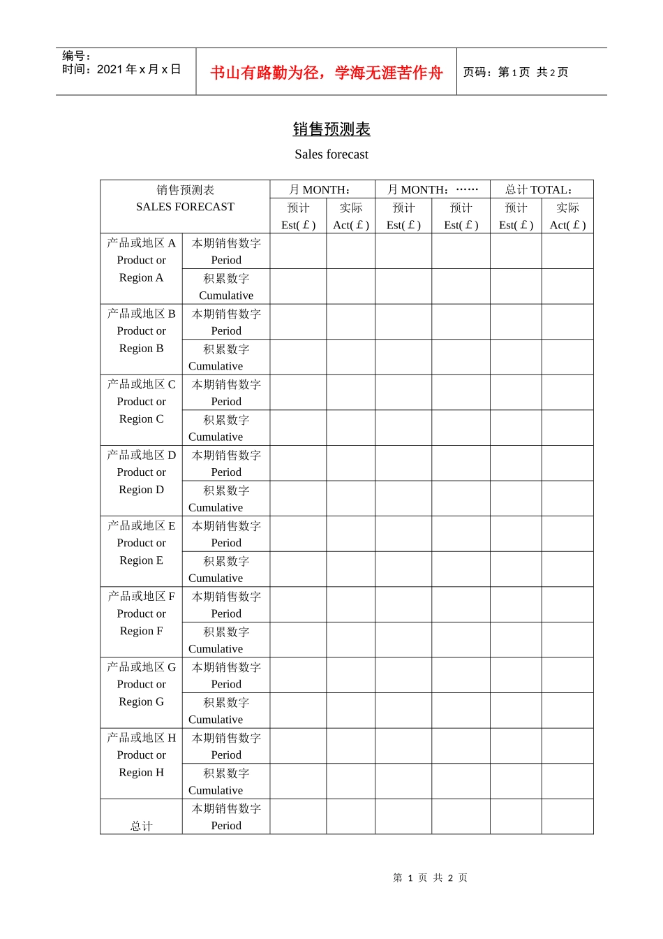 销售预测表1_第1页