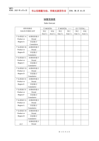 销售预测表1