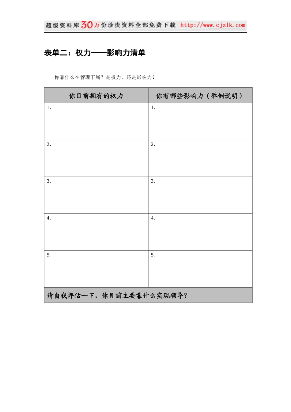 【经典管理资料】“领导力与激励”应用与行动表单_第3页